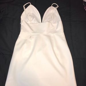 White asymmetrical mini dress